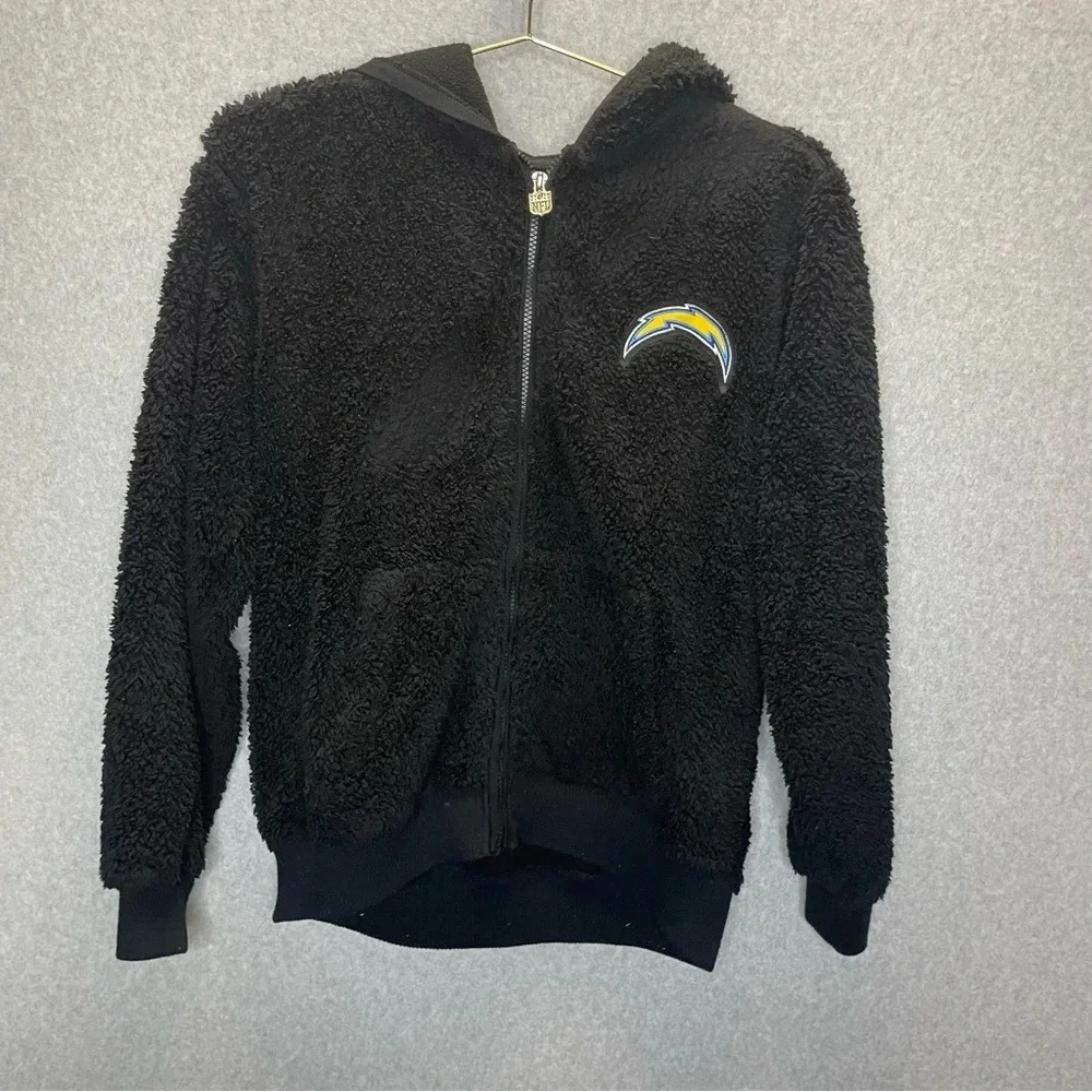 NFL Pro Line LA Chargers Black Fleece Full Zip Hooded Jacket